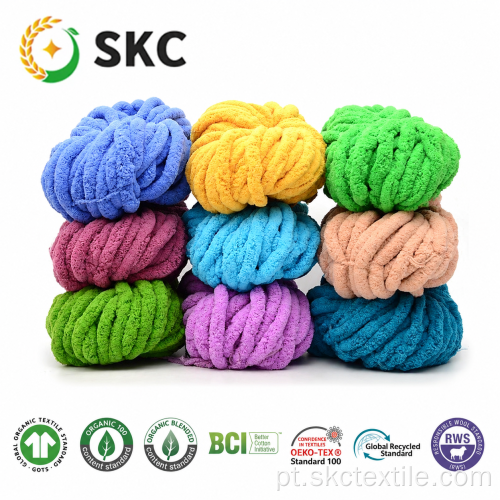 Fio de chenille OEM ODM 100% poliéster antibacteriano de tricô robusto a granel de veludo para cobertores